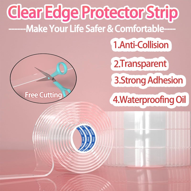 ZOMPAGO Clear Soft Corner Protectors for Furniture Strip Sharp Edge & Table Bumper Window Edge Wall Protector  Soft Corner Guards Safe for Proof Table Corner Protectors in Family 0.8in x13FT - Image 3